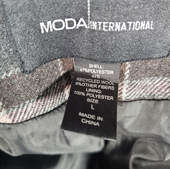 Moda International Black/Gray/Brown/Pink Double-Breasted Pea Coat Size Large - Picture 4 of 6